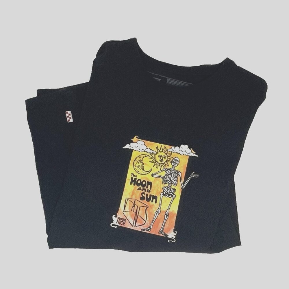 VANS Mens S Skeleton Moon Sun Super Nice Black Skate Short Sleeve T-Shirt Unisex